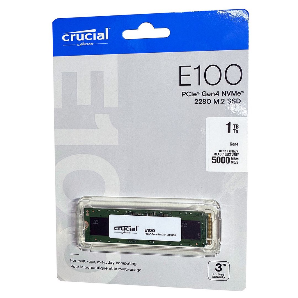 Crucial E100 1TB PCIe Gen4 NVMe M.2 2280 SSD, CT1000E100SSD8
