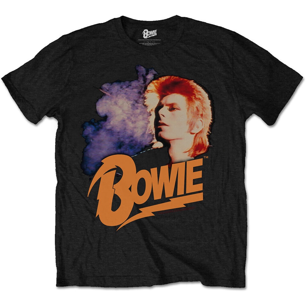 David Bowie Retro Bowie สินค้าเสื้อยืดสีดําใหม่