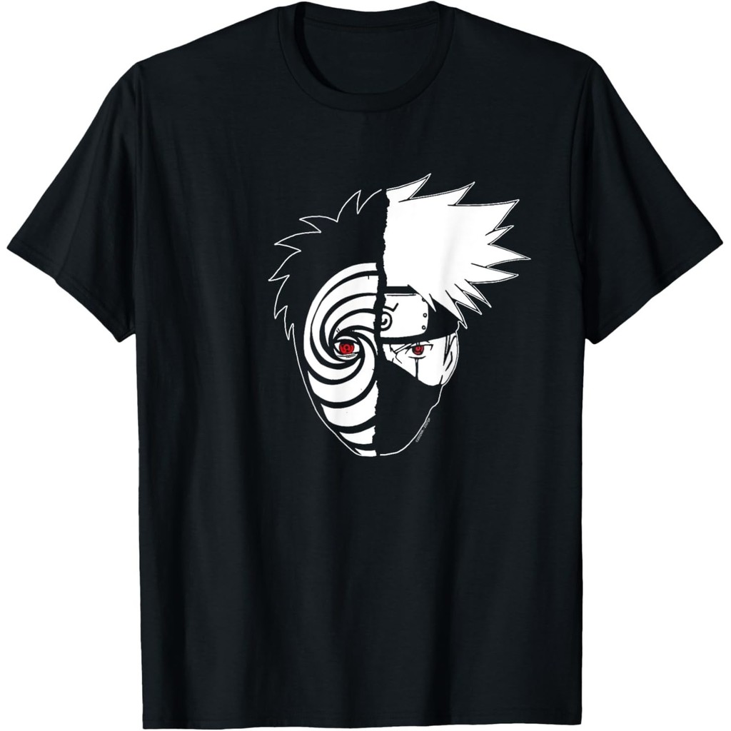 เสื้อยืดอนิเมะ Naruto Shippuden Kakashi Tobi Split Face