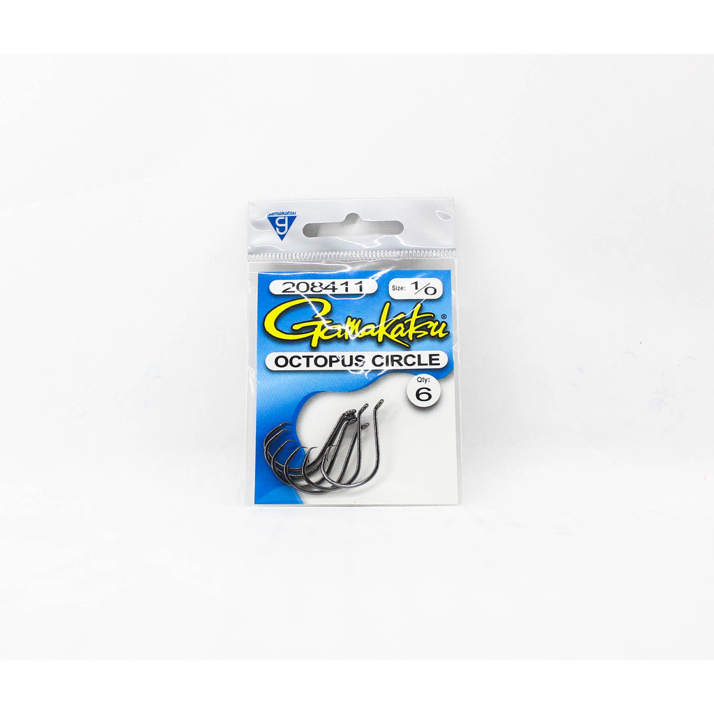 Gamakatsu Octopus Hook Circle สีดํา Size 1/0 , 6 ต่อแพ็ค (1076)