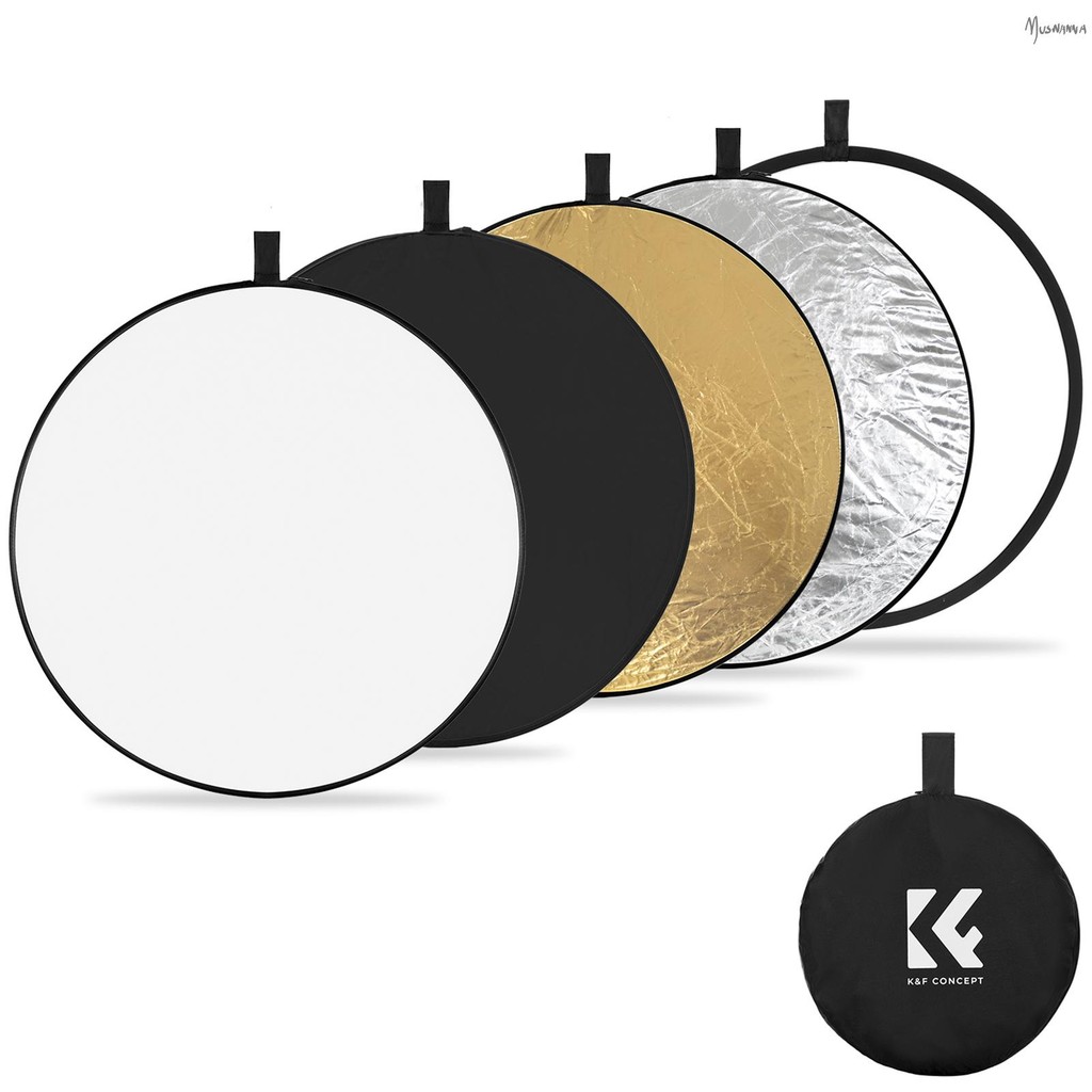 K&F CONCEPT 80cm/32in การถ่ายภาพพับ Light Reflector 5-in-1 (Translucent, Silver, Gold, White, Black)