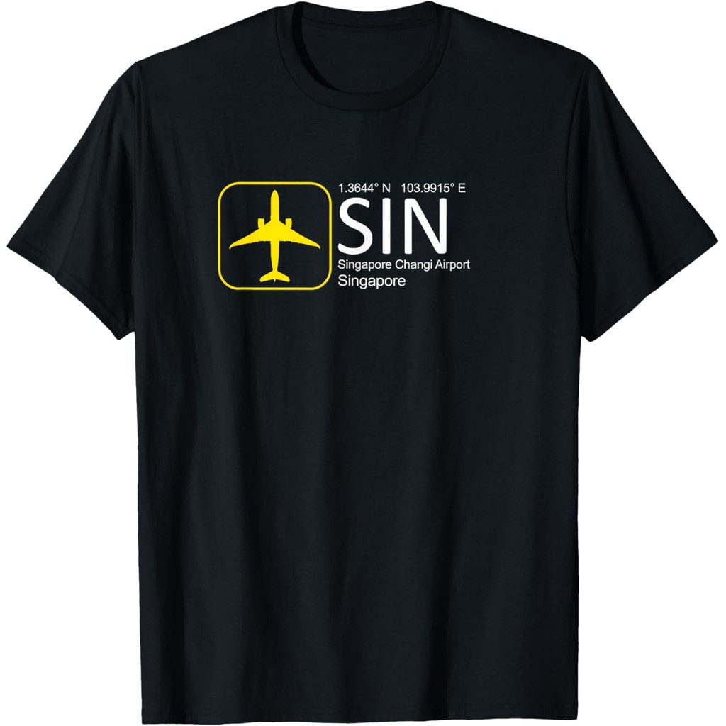 เสื้อยืดผ้าฝ้ายผู้ชาย Changi International Airport Aviation Flight crew T-Shirt เสื้อยืดวินเทจ