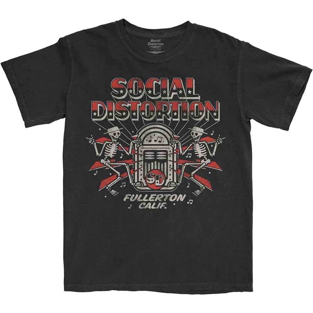 Social Distortion T Shirt Jukebox Skelly Band Logo สีดํา