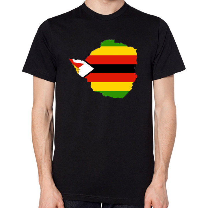 Zimbabwe Flag Map เสื้อยืดผู้ชาย Unisex Top Africa