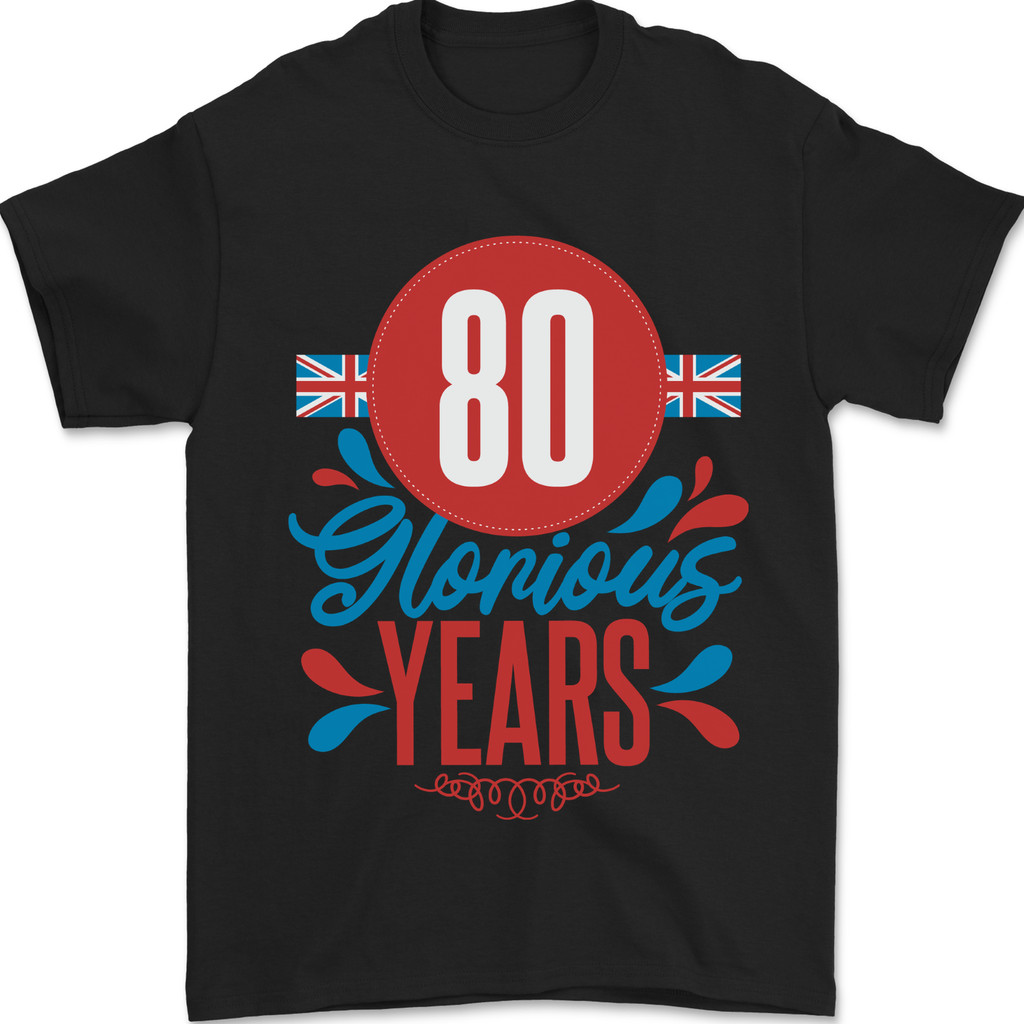 2025 Glorious 80 ปี 80Th Birthday Union Jack Flag Mens Tshirt