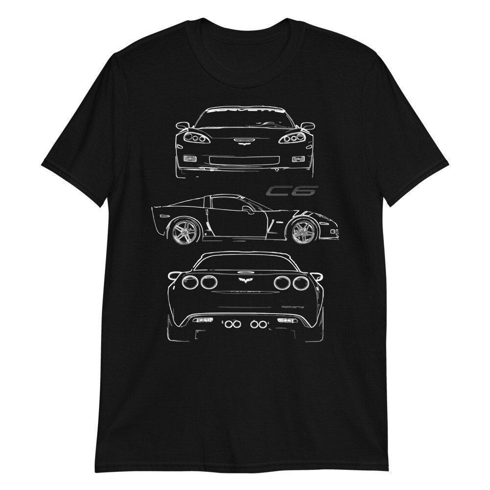 เสื้อยืดแขนสั้น Unisex ออกแบบลายเส้น Chevy Corvette C6 Z06 ปี 2007