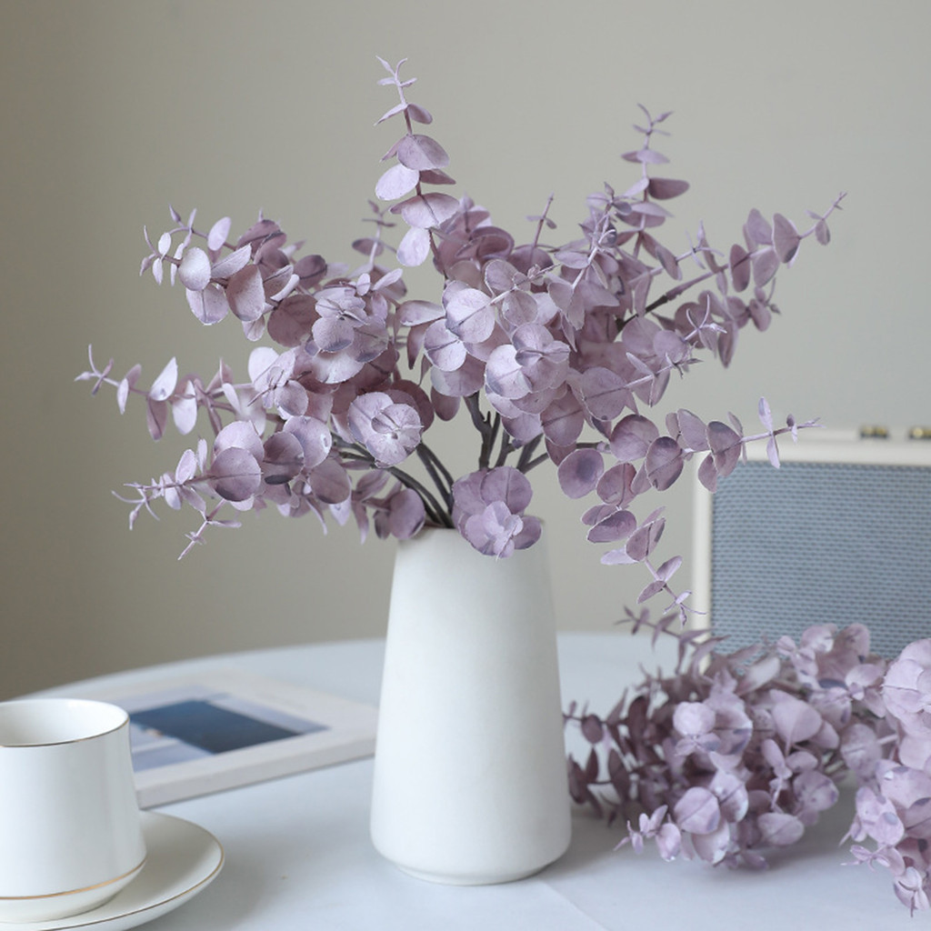 [Thy]15.7 "Faux Eucalyptus Leaves Stemsประดิษฐ์ใบยูคาสาขาสีจําลองใบปลอมสําหรับตกแต่งบ้านงานแต่งงาน