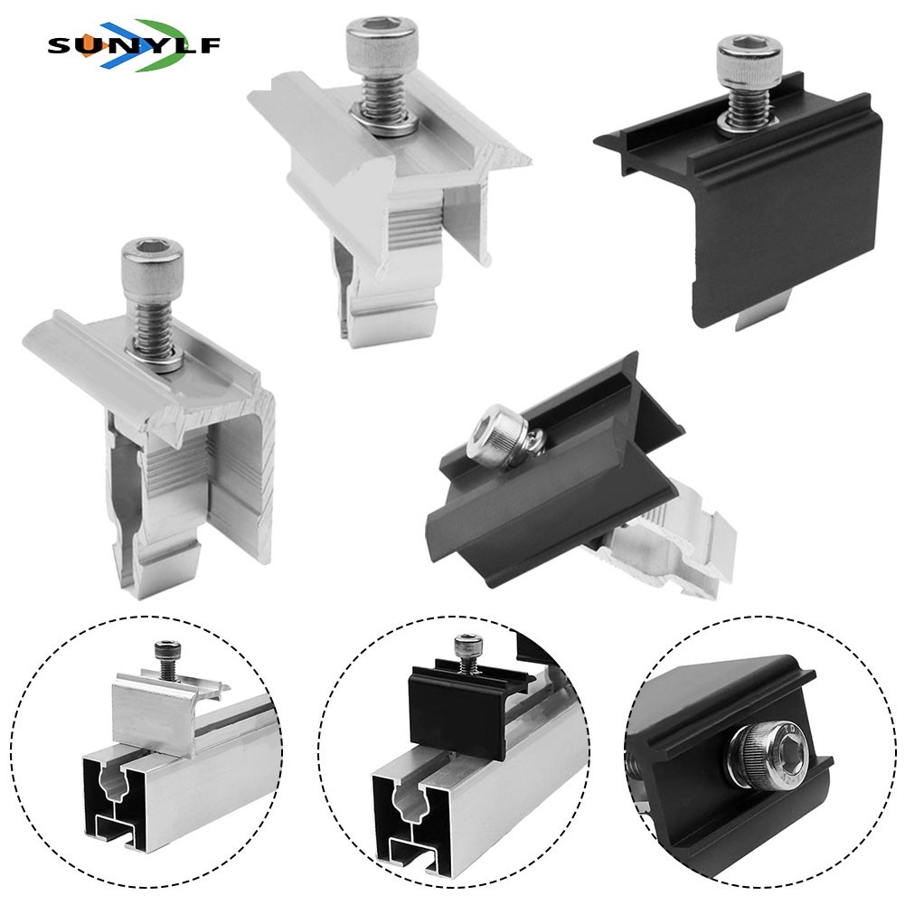 SUNYLF HOTSolar Panel End Clamp Quick Solar Pv Module Fastening Clip Medle End Clamp