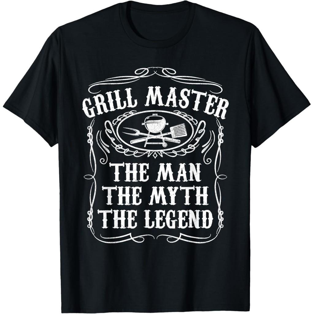 Grill Master Man Myth Legend เสื้อยืด Bbq Smoker ตลก