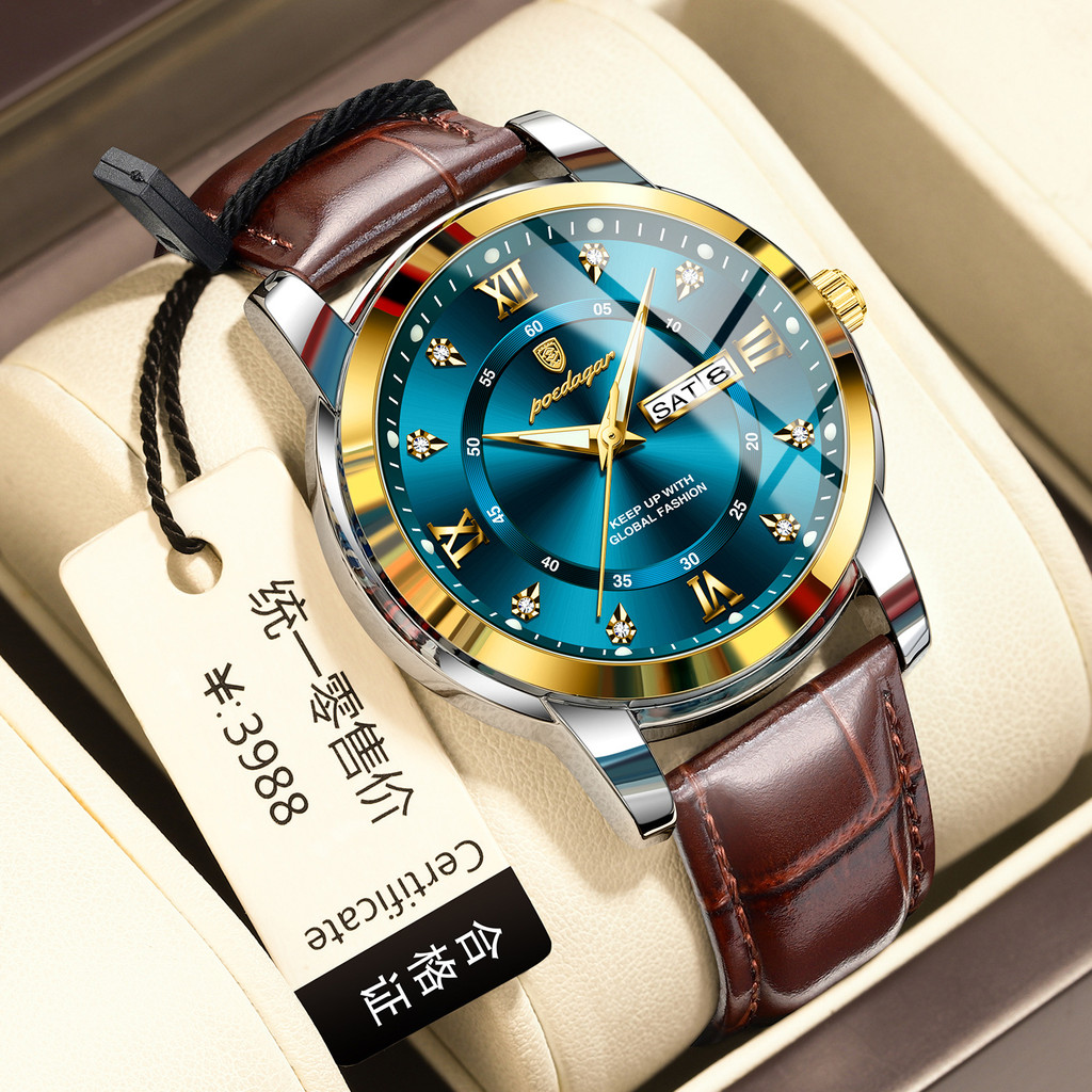 Original POEDAGAR Gold นาฬิกาสําหรับชายกันน้ําแฟชั่นหรูหรา Mens นาฬิกาสแตนเลส Relo ธุรกิจนาฬิกาข้อมือ