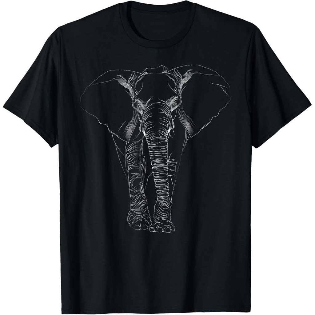 Elephant Dot Line Art Portrait Sketch Drawing - เสื้อยืดช้าง