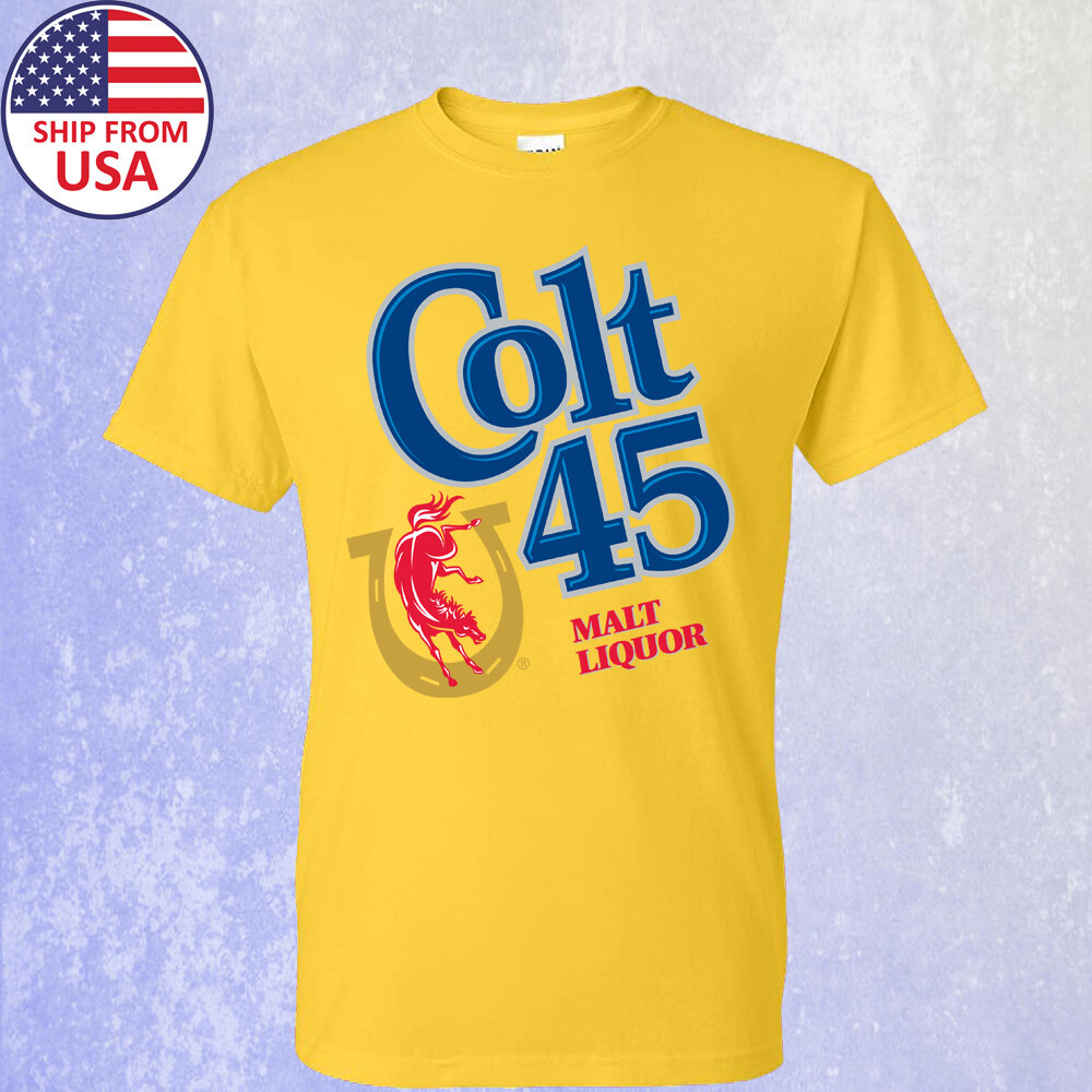 Harajuku Funny Gift Colt 45 Malt Liquor Mens Yellow T-Shirt New Hot Selling Tops
