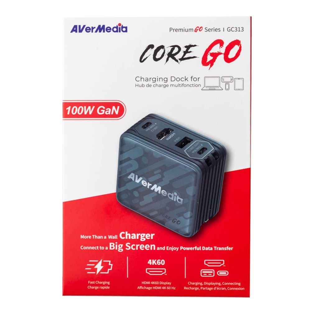 AVerMedia CORE GO GC313 Charging Dock (Black) - 100W GaN Charger