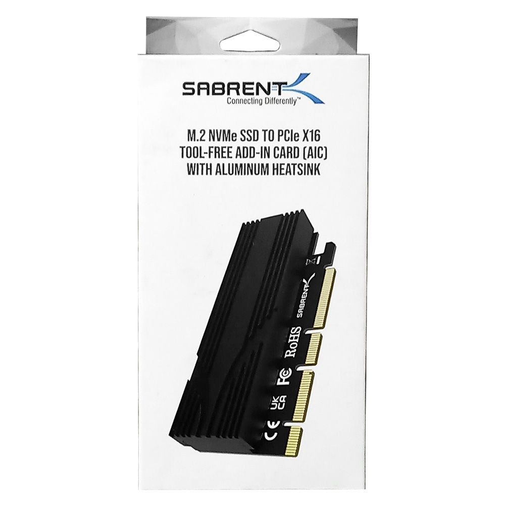 Sabrent M.2 NVMe SSD to PCIe 5.0 x16 Tool-Free Add-In Card (EC-TFPE) with Aluminum Heatsink