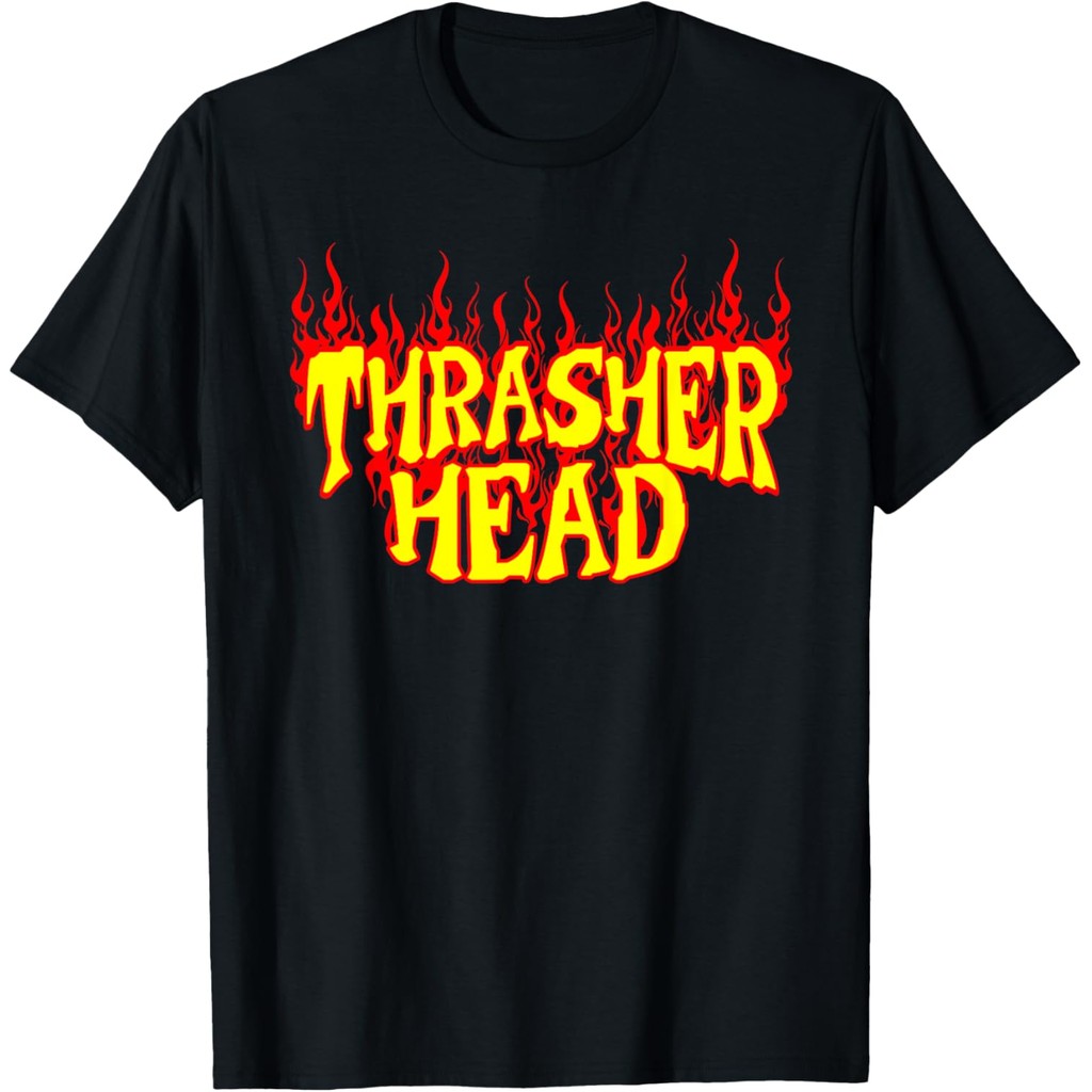 เสื้อยืดผ้าฝ้ายผู้ชาย Thrasher Head เสื้อยืดเสื้อยืดเสื้อยืดวินเทจ 4XL , 5XL , 6XL