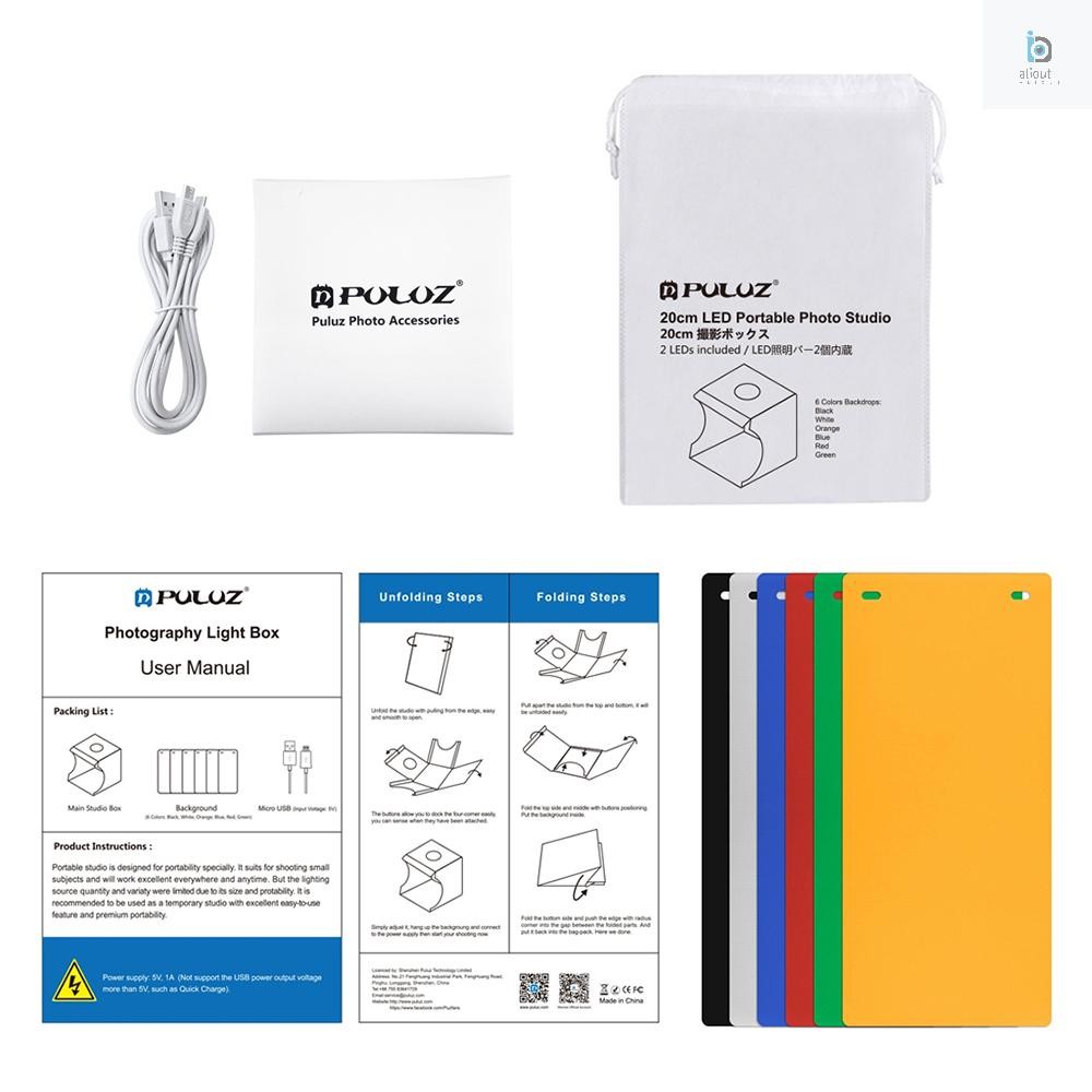 [aliout]PULUZ Dual Light Lightbox Mini 40 ชิ้นไฟ LED ห้องภาพเลื่อนแสงการถ่ายภาพ Softbox เต็นท์ Photo