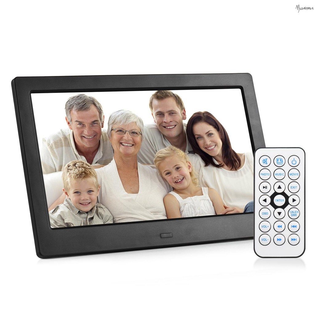 Andoer 10.1 นิ้วกรอบรูปดิจิตอลเดสก์ท็อปอัลบั้มอิเล็กทรอนิกส์หน้าจอ IPS รูปภาพ/วิดีโอ/เพลง/นาฬิกา/ฟังก์ชั่นปฏิทินพร้อมขาตั้ง Backside Remote Con Nmus กรอบรูปดิจิตอล – โปรปัง