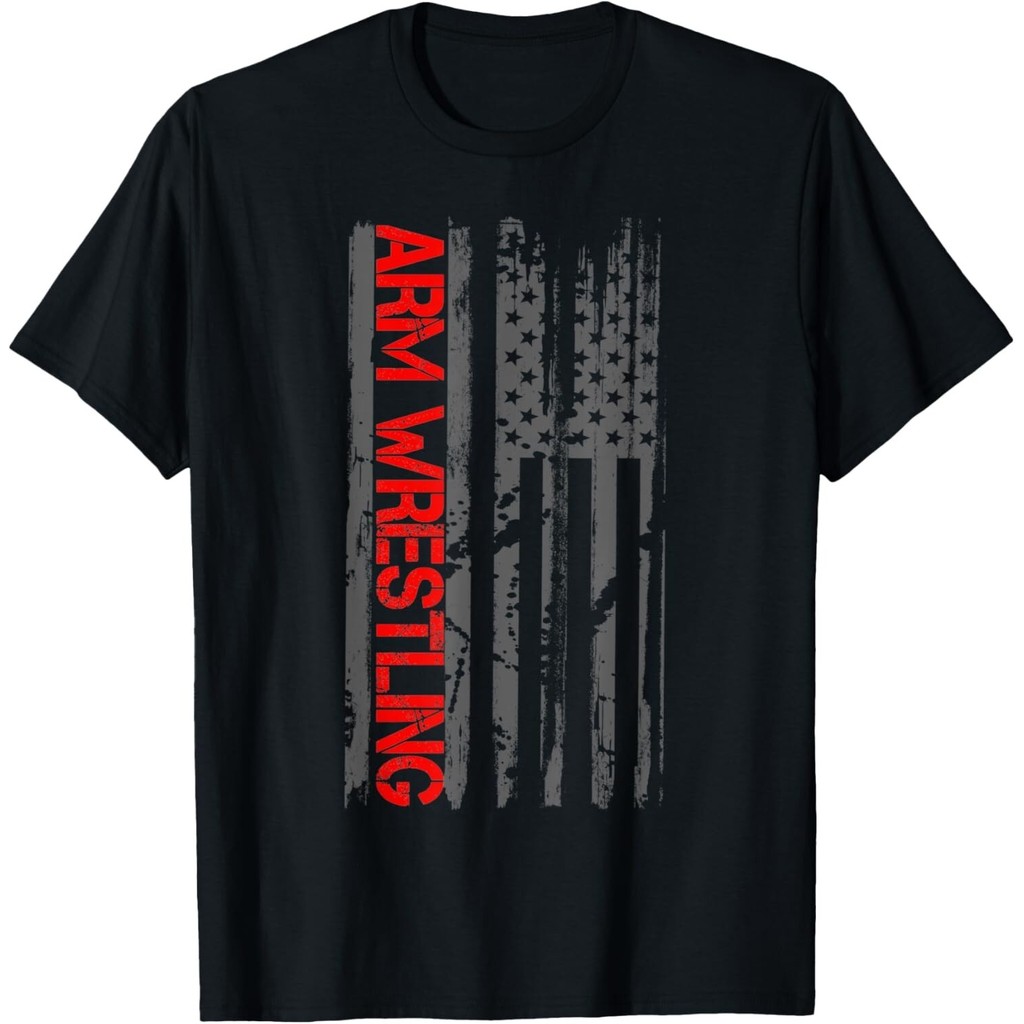 Arm Wrestling Patriotic Flag เสื้อยืด Unisex