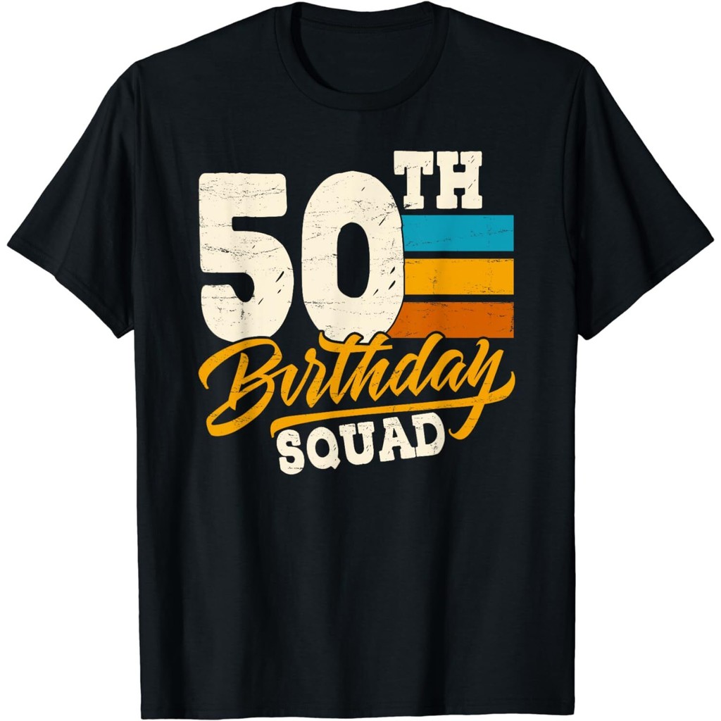 ใหม่ 50Th Birthday For Squad Group- 50 Yrs Old Bday Vintage Retro เสื้อยืด