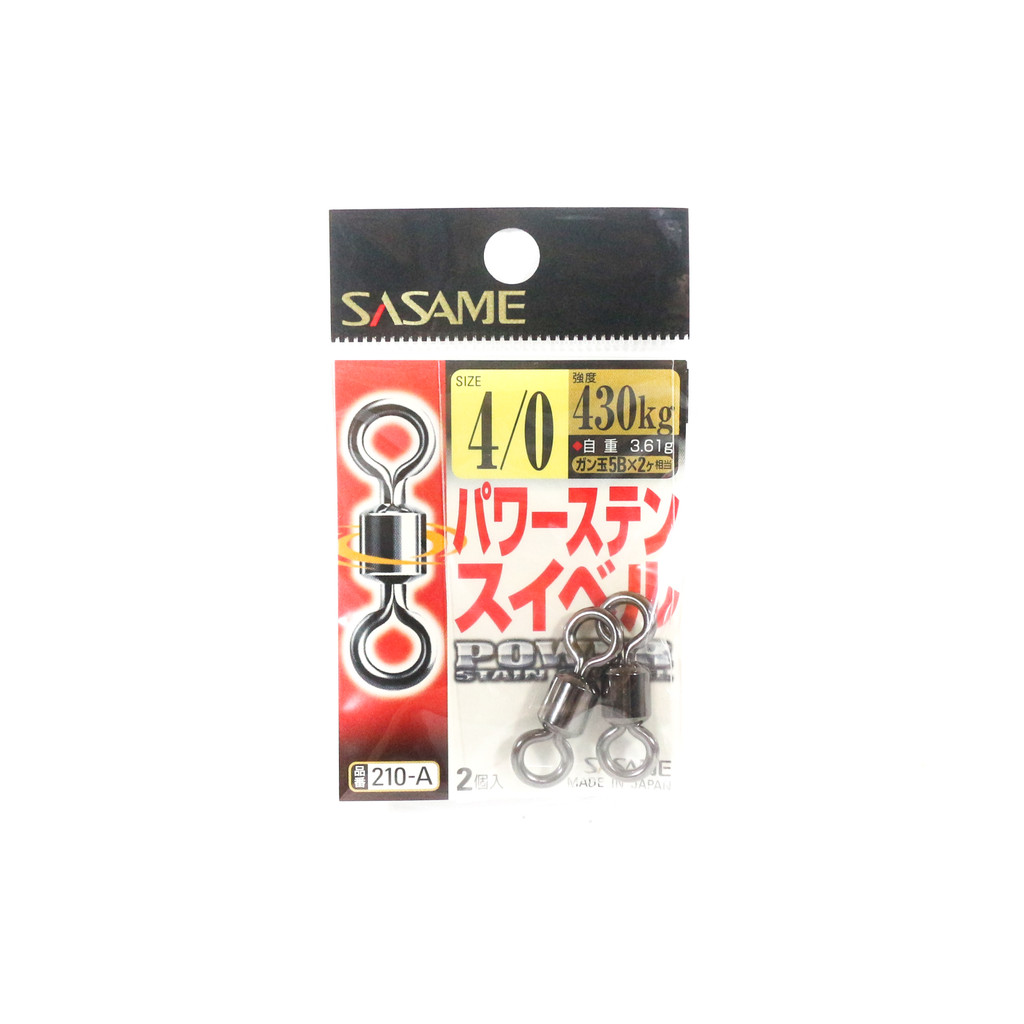 Sasame 210-A Power Stain Swivel Smooth Spin Black Size 4/0 (0938)