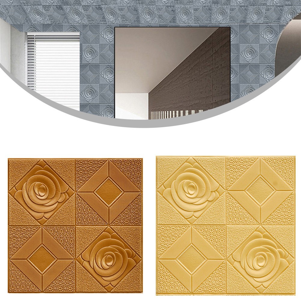 [FALY0801] 1PC 3D กระเบื้องหินอิฐสติ๊กเกอร์ติดผนังโฟมนุ่มแผงตกแต่งบ้าน