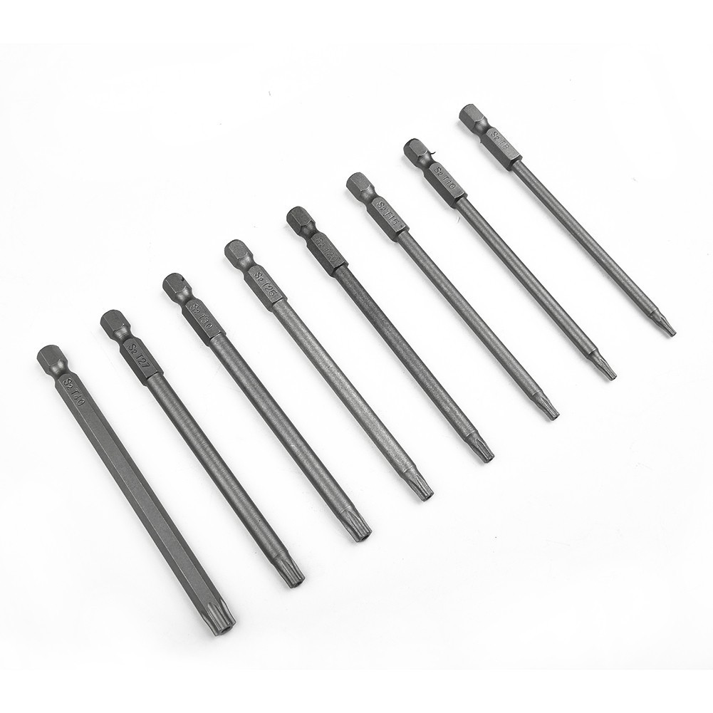 THA1PC Magnetic Torx ไขควงบิต 100 มม.ยาว T8,T10,T15,T20,T25,T27,T30,T40