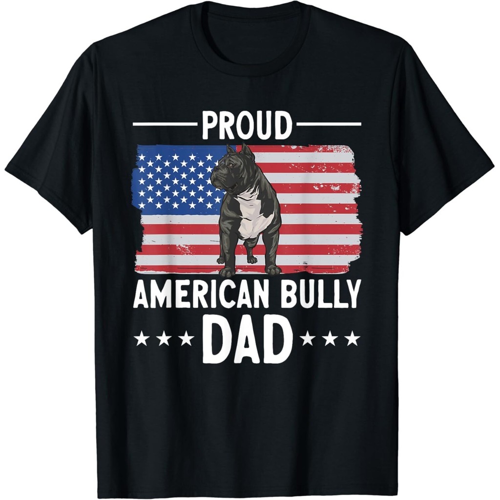 เสื้อยืด XL พิมพ์ลายธงสหรัฐอเมริกาสำหรับพ่อของสุนัข American Bully