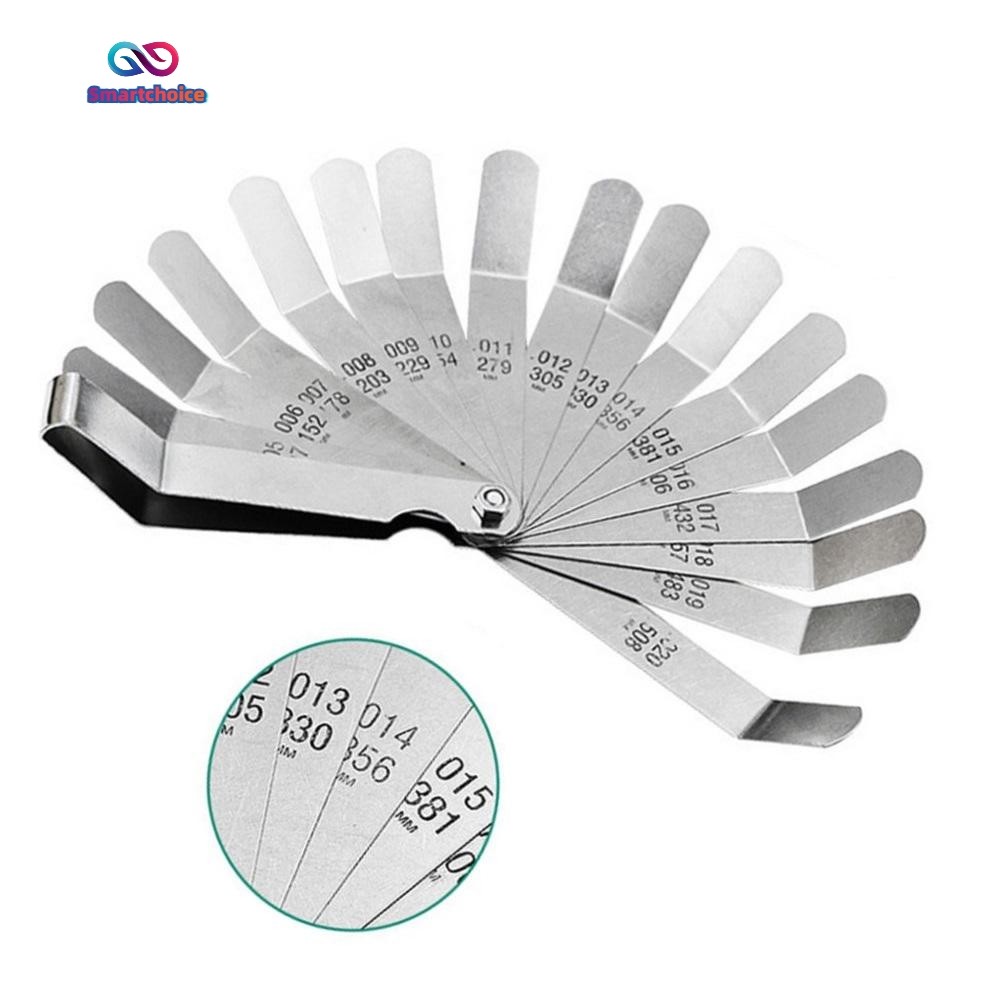 1 ชุด 16 Blades Feeler Gauge 0.127to 0.508mm Stainless Steel Gap Metric Filler