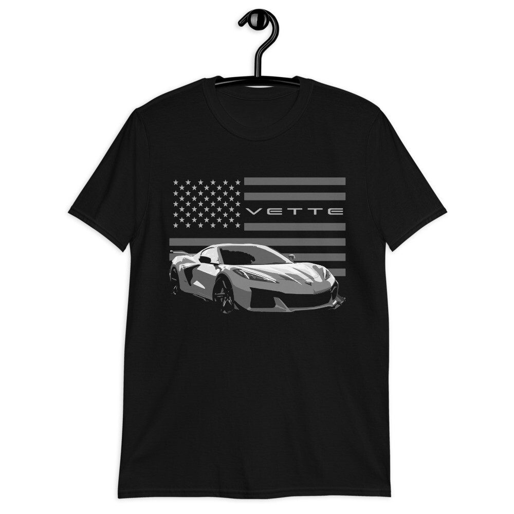 เสื้อยืดแขนสั้น Unisex แบบวินเทจของ Chevrolet Corvette C8 Z06