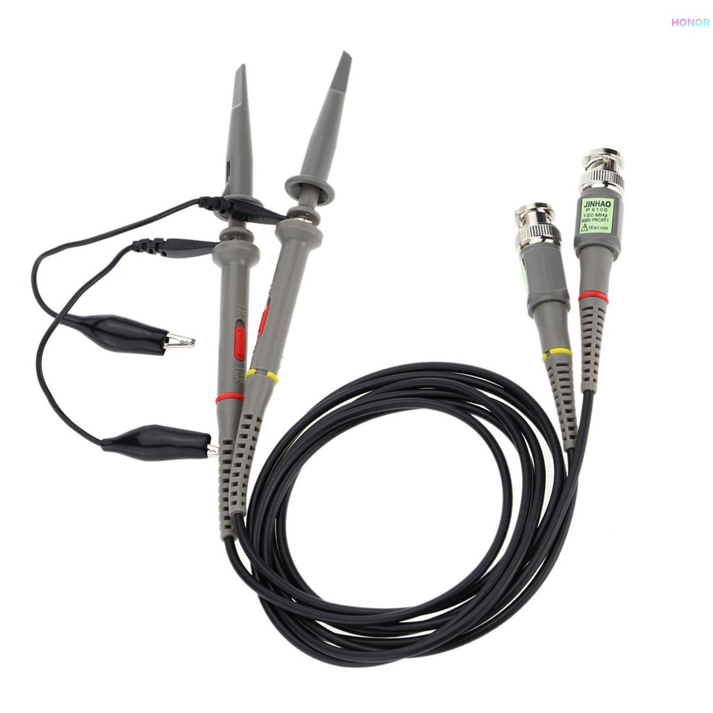 P6100 2 ชิ้นความแม่นยําสูง Oscilloscope Probe 1X 10X 100MHz คลิปจระเข้ Test Probe McenT ดิจิตอลเมตร