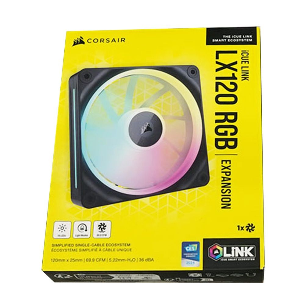 Corsair iCUE LINK LX120 RGB 120mm PWM Single Fan Expansion (Black), CO-9051025-WW