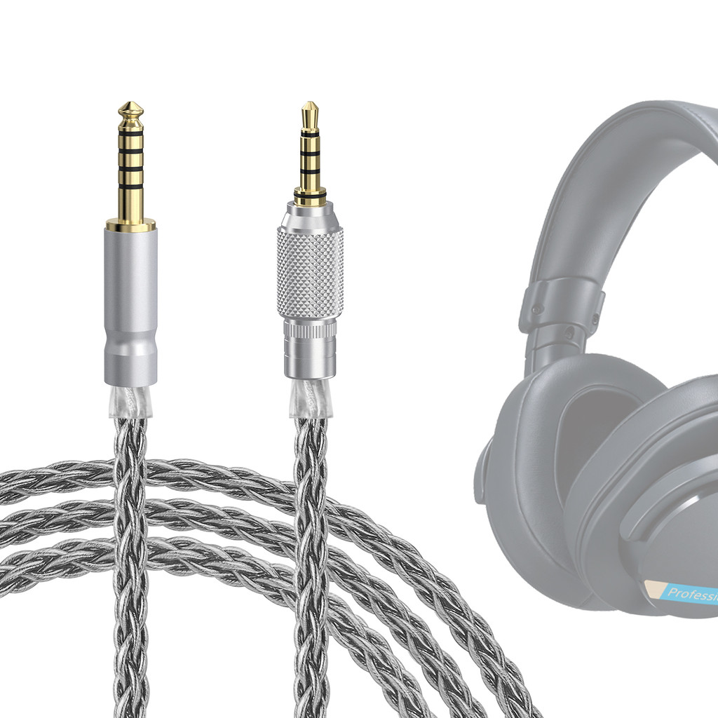 Geekria Silver-Plated อัพเกรด 4.4 มม.ถึง 3.5 มม.สายสัญญาณเสียงใช้งานร่วมกับ Sony MDR-MV1 MDR-M1 หูฟังเกลียวลูกบิดล็อค (1.5 ม.)
