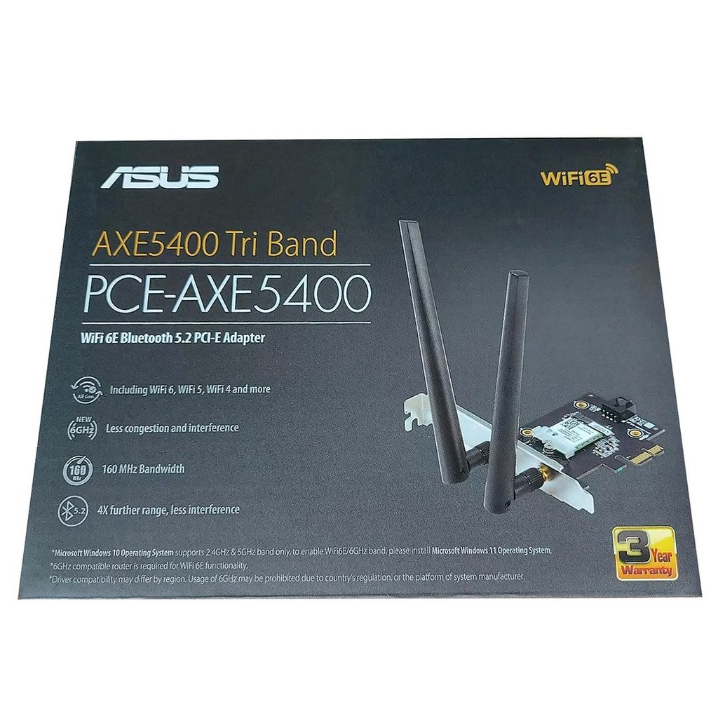 ASUS PCE-AXE5400 Tri-Band AXE5400 Wi-Fi 6E Bluetooth 5.2 PCIe Adapter