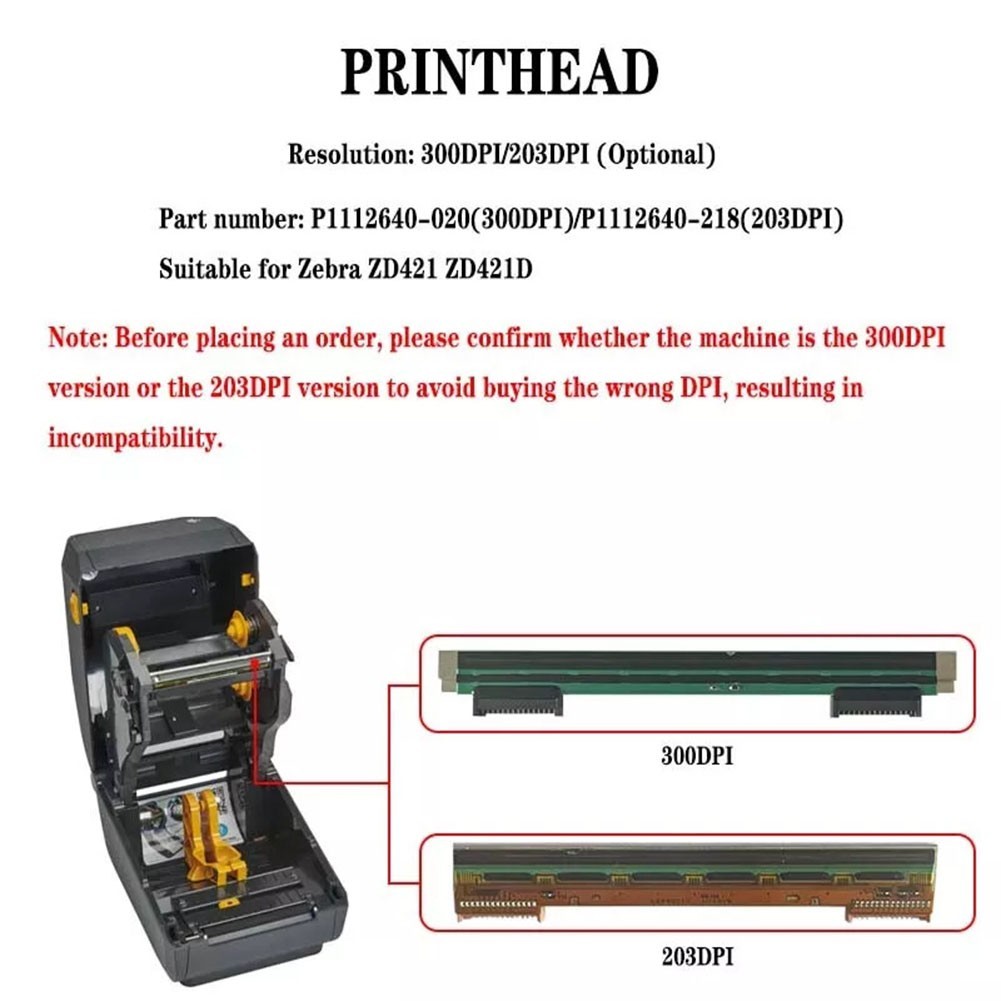 SWTDRM HotP1112640-218 หัวพิมพ์ใหม่สําหรับม้าลาย ZD421 ZD421D เครื่องพิมพ์ความร้อน 300/203dpi