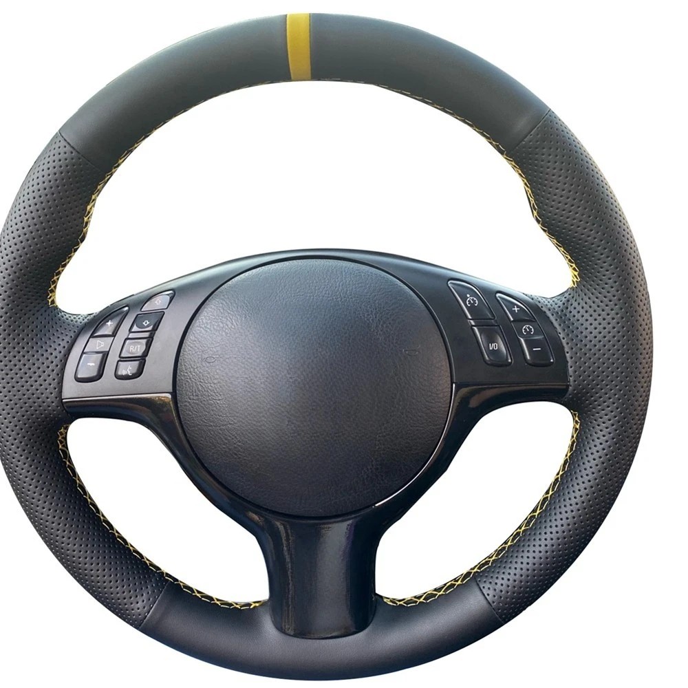 ฝาครอบพวงมาลัยหนังเทียมเย็บด้วยมือสําหรับ BMW M Sport E46 330i 330Ci E39 540i 525i 530i M3 M5 อุปกรณ