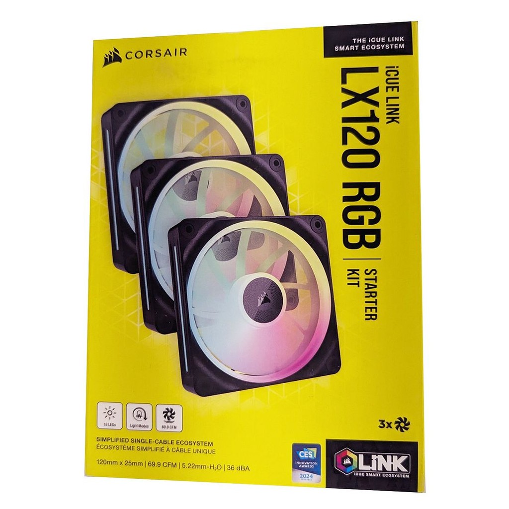 Corsair iCUE LINK LX120 RGB 120mm PWM Fans Starter Kit (Black, 3 Fans), CO-9051026-WW