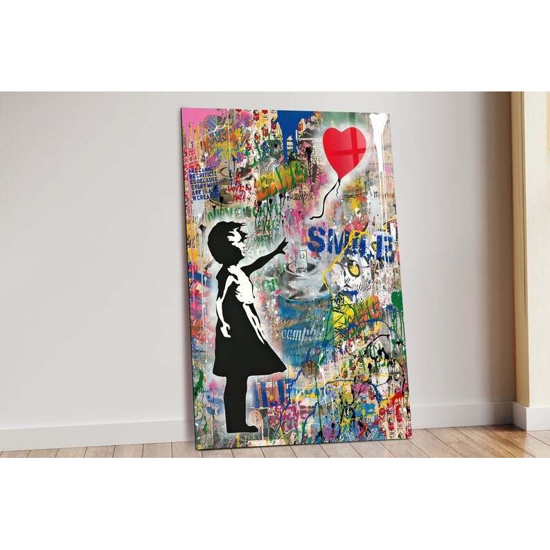 ลูกโป่งสีแดงสาว Banksy Banksy ผ้าใบ Wall Art Banksy ผ้าใบ Banksy งานศิลปะ Street Wall Art Graffiti W