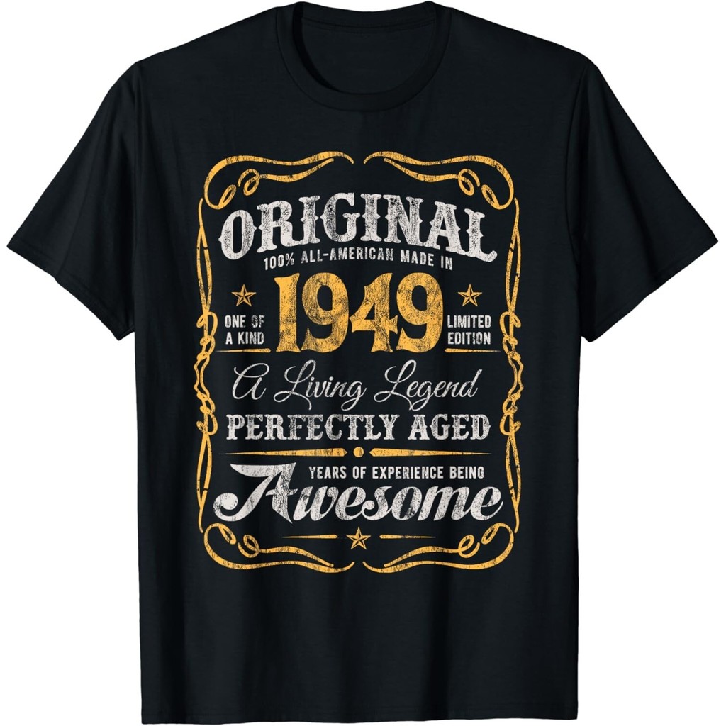 Vintage Born In 1949 Classic 75Th Birthday เสื้อยืด Unisex