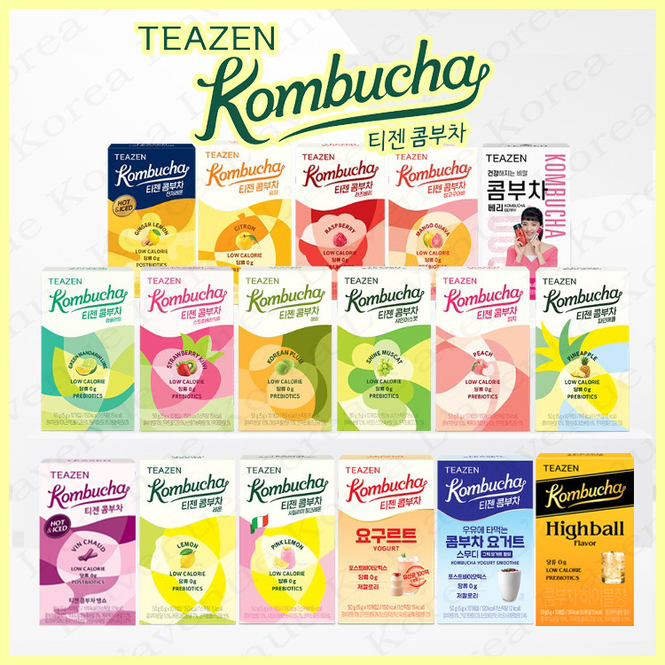 [TEAZEN] ⚡Kombucha Powder⚡, *NEW 25ver, 17 types*, 10 sticks, (APPLE CIDER VINEGAR, ICED TEA, YOGURT