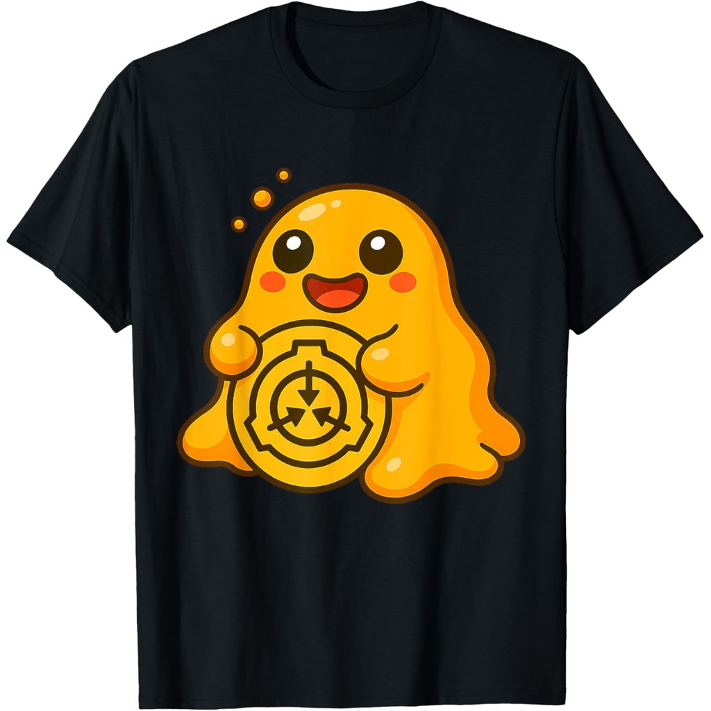 เสื้อยืดผ้าฝ้ายผู้ชาย SCP-999 Holding SCP Foundation Logo Happiness Slime Blob T-Shirt Vintage T-shi