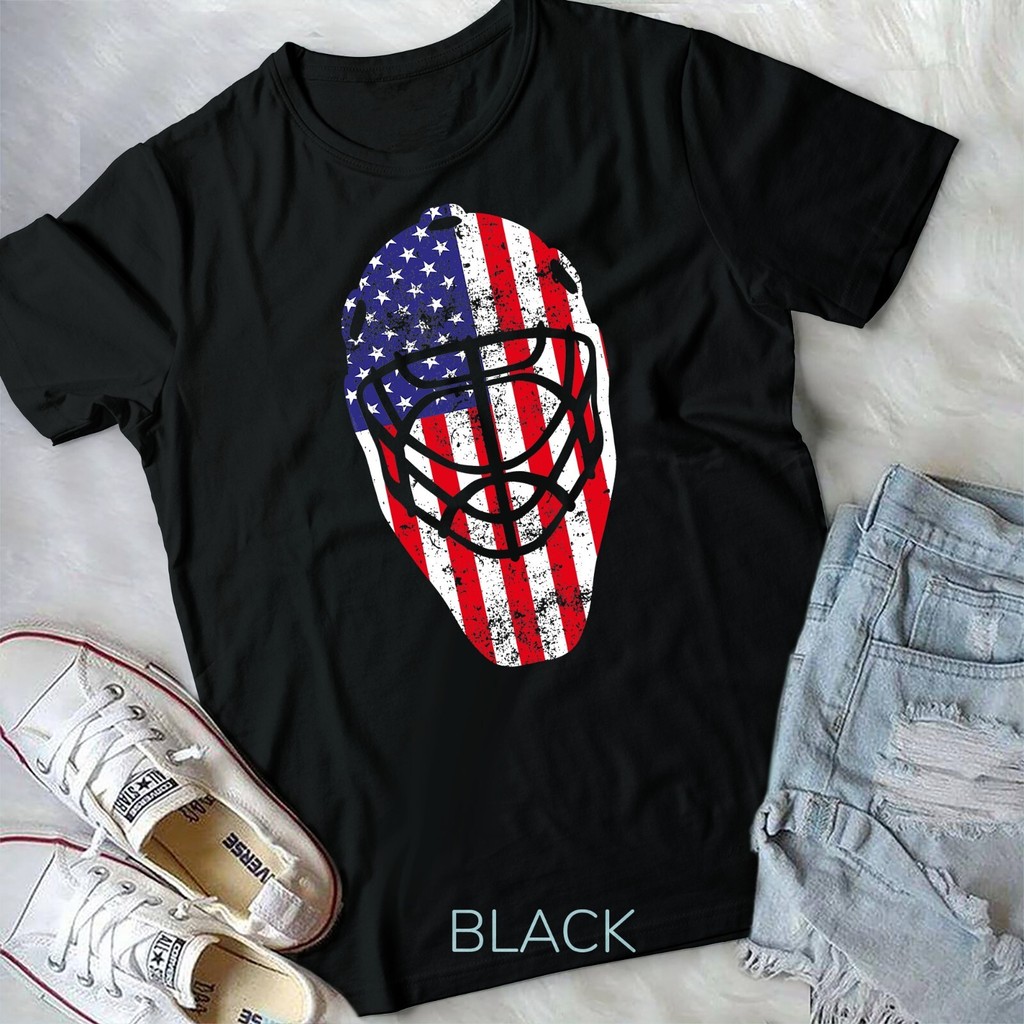 4Th Of July Vintage Hockey Goalie Mask American Flag เสื้อยืด Unisex