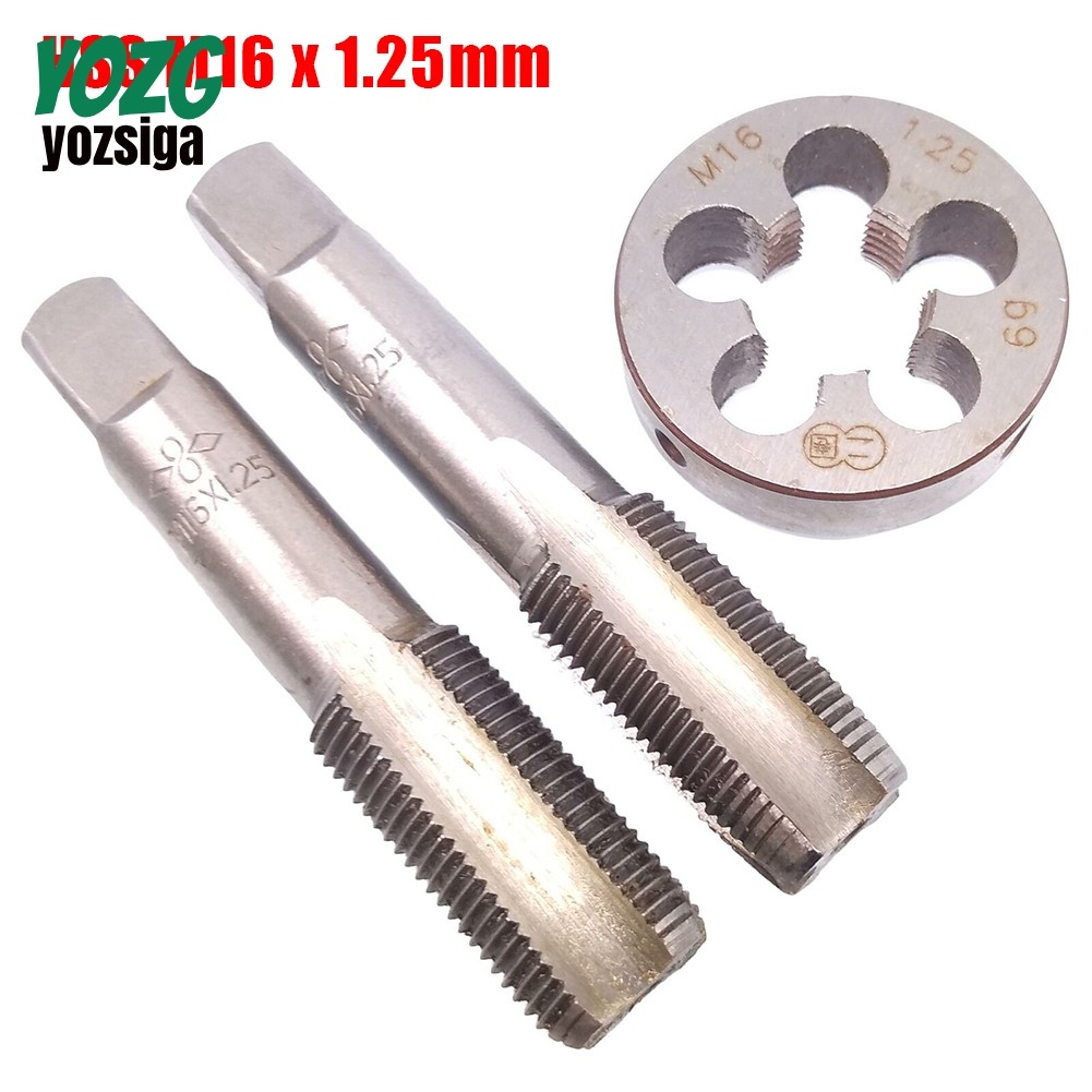 HSS M16 x 1.25 มม. Taper & Plug Tap & M16 x 1.25 มม. Die เกลียวเมตริกมือขวา