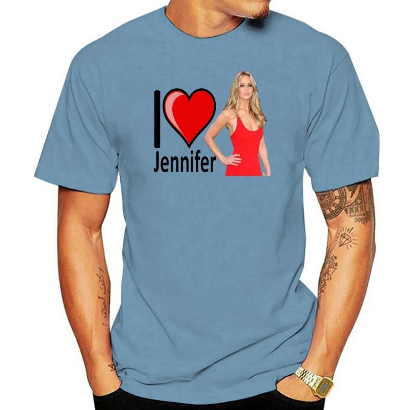 T584 I Love Heart Jennifer Lawrence เสื้อยืดเสื้อยืดภาพ Hunger Games