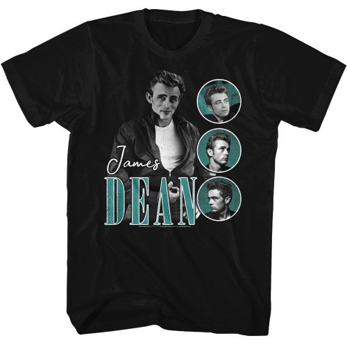 เสื้อยืดผู้ชาย James Dean Three Circles Teal Black