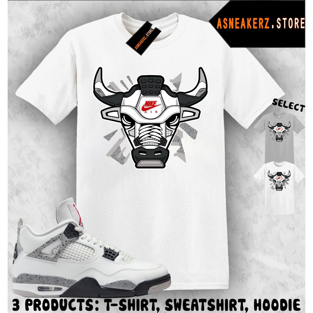 เสื้อจับคู่ AJ 4 White Cement 2025 Match Sneaker Sneakerhead Bulls 23 เสื้อยืด