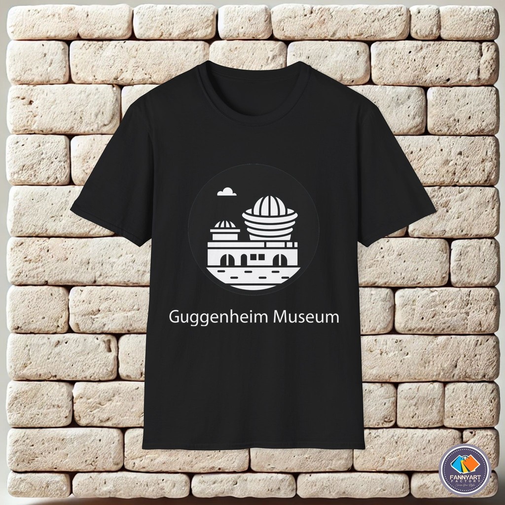 ขายร้อน O-neck 90s Casual แฟชั่นแขนสั้นโลโก้ Guggenheim Museum เสื้อยืด Unisex