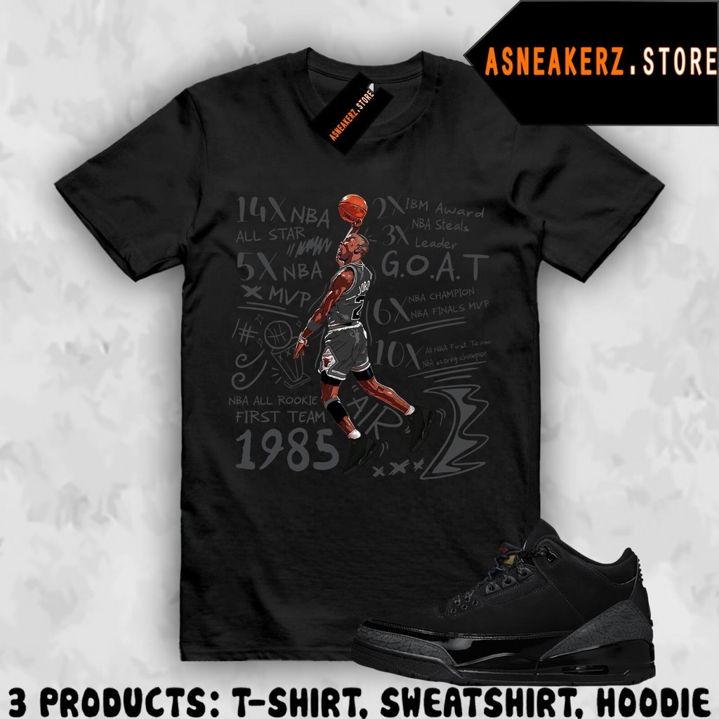 เสื้อเพื่อจับคู่ AJ 3 Black Cat Sneaker Matching Tee MJ 23 Acacades T-Shirt