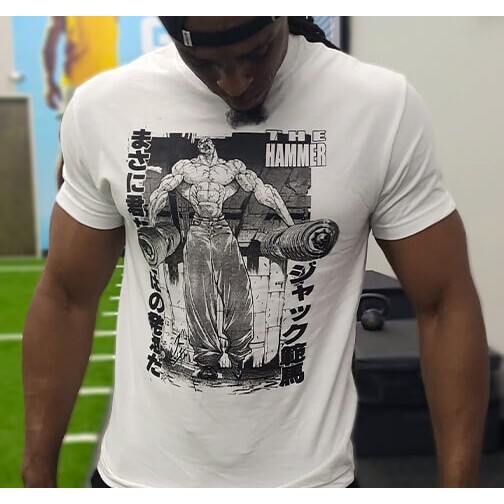 JackD Gym Shirt Baki Shirt Gym Tee Jack Hanma Pump Cover Mens Gym Anime Shirt