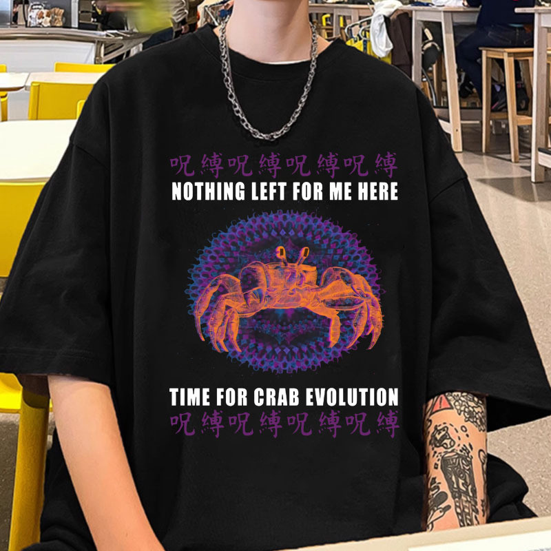 ของขวัญเสื้อ Crab Evolution Vintage ญี่ปุ่น Crab เสื้อยืดผู้ชายผู้หญิงตลก Meme Crab กราฟิก T เสื้อ x