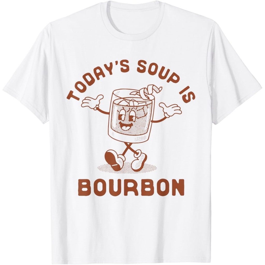 TodayS Soup Is Bourbon - Funny Lover Bourbon Glass Vintage เสื้อยืดผู้ชาย Unisex